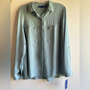 Blue green button down. Size L. Never been worn.